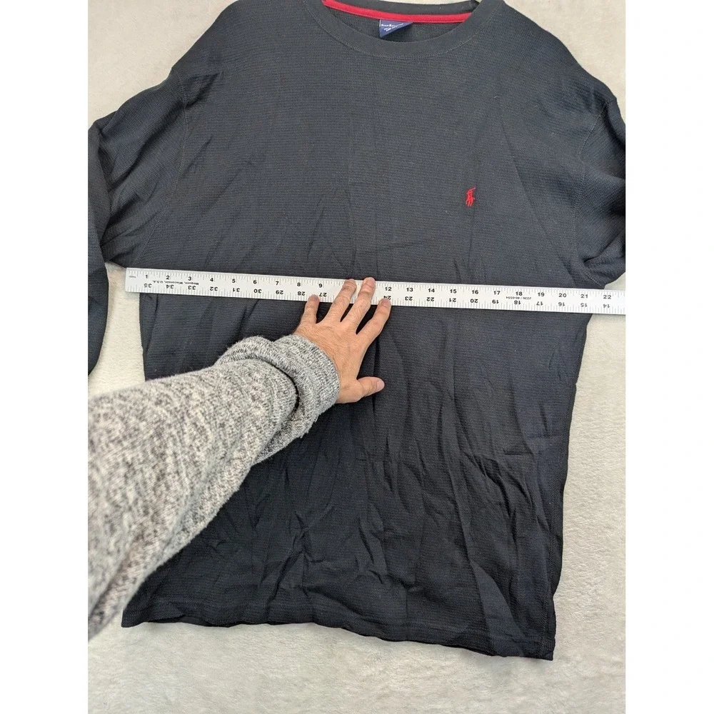 Polo Ralph Lauren Mens XL Thermal Waffle Sleep Shirt Black Red Pony